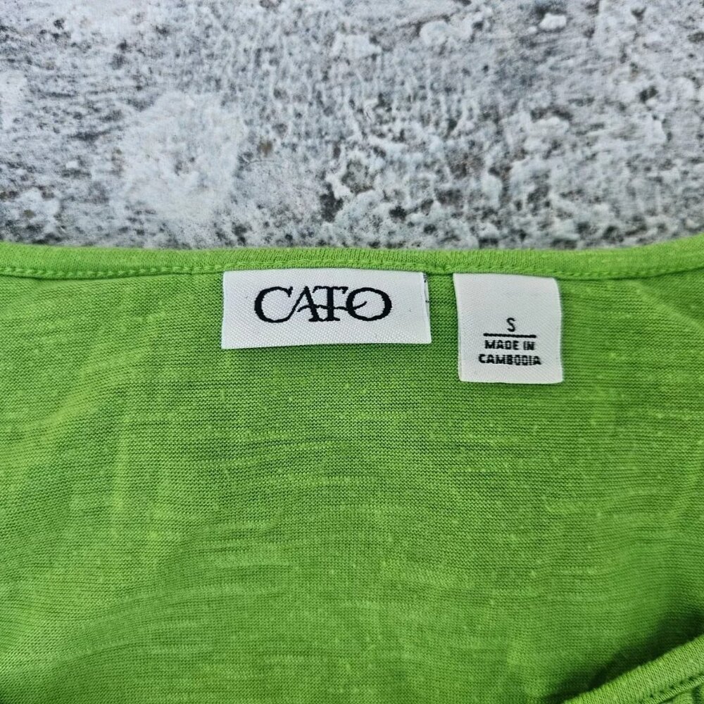 CATO Women Top Blouse Green V Neck Ruffle Shirt Size S - Picture 5 of 8